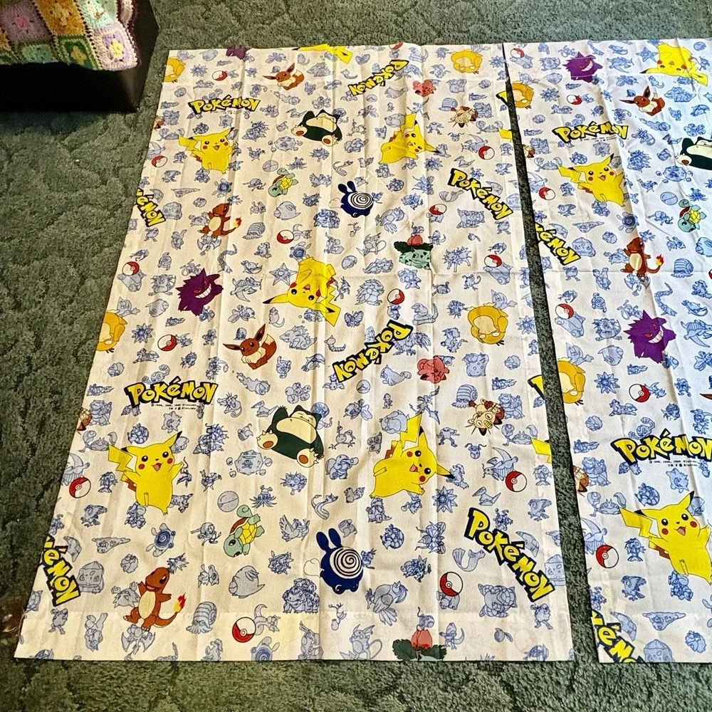 Pokémon Curtains VTG 1990s All Over Characters Great Set